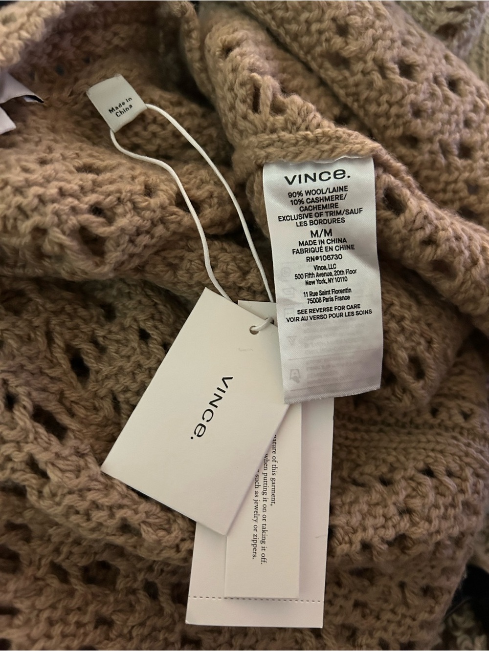 Vince Wool & Cashmere Crochet Cardigan in the shade Amber Light, Size M - Picture 8 of 13